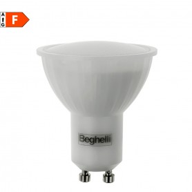 Beghelli Elplast 57009 Lampadina LED GU10 6W Luce Calda, Resa 75W, 530 Lumen, 3000K, Apertura luce 95 Gradi