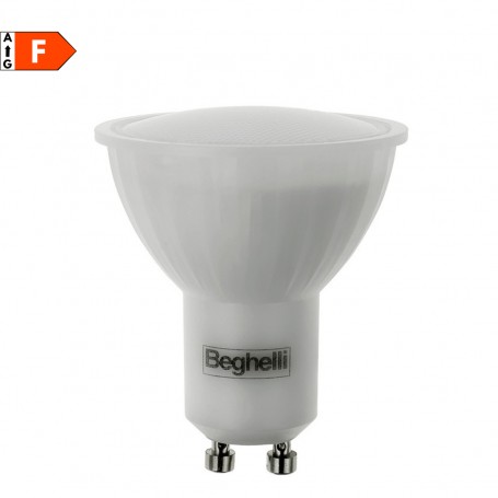 Beghelli Elplast 57009 Lampadina LED GU10 6W Luce Calda, Resa 75W, 530 Lumen, 3000K, Apertura luce 95 Gradi
