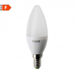 Beghelli 56977 Lampada LED E14 7W Luce calda, Resa 50W, 700 Lumen, 3000K, Oliva, Apertura luce 200 Gradi