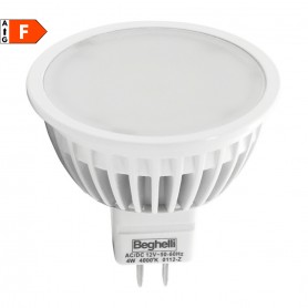 Beghelli 56033 Lampadina LED GU5.3 12V 4W Luce calda, Resa 30W, 370 Lumen, 3000K, Apertura luce 95 Gradi