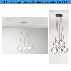 Perenz Cube 8146N Sospensione 3 Cubi Neri con sfere in vetro bianco, 3 G9, Struttura in metallo