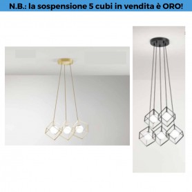 Perenz Cube 8146OR Sospensione 3 Cubi Oro con sfere in vetro bianco, 3 G9, Struttura in metallo