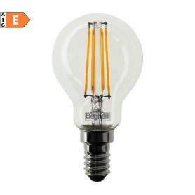 Beghelli Zafiro 56422 Lampada LED 4W E14 Luce calda, Resa 40W, 470 Lumen, 2700K, Sfera, Trasparente, Apertura luce 320 Gradi