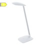 Lampada da scrivania Eglo Cajero 95695 con presa USB, Bianca e Argento, Orientabile, Sistema LED 5W, Luce Naturale, 540 Lumen