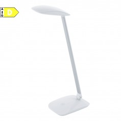 Lampada da scrivania Eglo Cajero 95695 con presa USB, Bianca e Argento, Orientabile, Sistema LED 5W, Luce Naturale, 540 Lumen