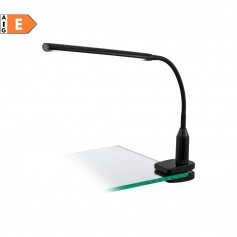 Lampada a pinza con clip per mensole o scrivanie Eglo Laroa 96437 Nera, LED 5W Dimmerabile, Luce naturale, Interruttore Touch