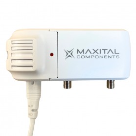 Maxital MJ25-LOG Centralino Larga Banda UHF VHF, 1 Ingresso, Filtro LTE, Guadagno 25 dB, Bianco