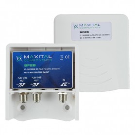 Maxital SF2B Partitore da palo Induttivo 2 Uscite, 5-2400 MHz, Terrestre e satellitare, Attenuazione 4,5 dB