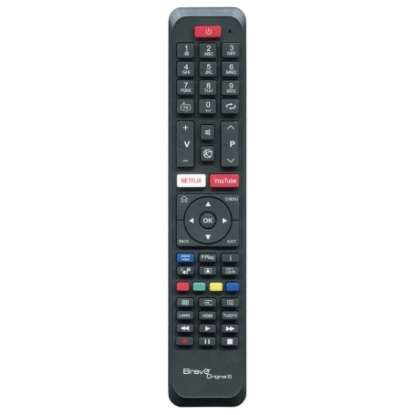 Telecomando Telefunken Universale Smart TV Bravo Original 6, Pronto all'uso, Già programmato, Batterie AAA, Nero