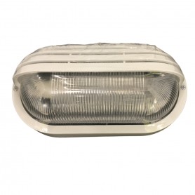 Lampada per esterno da parete Bianca Mezza palpebra IP44 Lampo Lighting E095BI, 1 E27, Diffusore in plastica, MADE IN ITALY