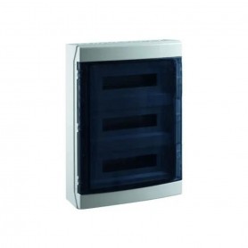 FAEG FG14554 Centralino Stagno da parete 54 Moduli DIN IP65, Sportello Fume trasparente, Grigio RAL 7035