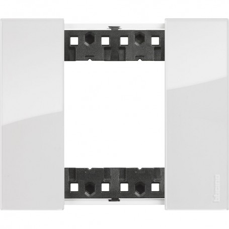 Bticino Living Now KA4802DW Placca Ghiaccio 2 Moduli, Plastica Bimaterica, MADE IN ITALY