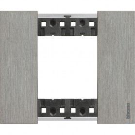 Bticino Living Now KA4802ZG Placca Acciaio 2 Moduli, Realizzata in Zama, MADE IN ITALY