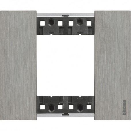 Bticino Living Now KA4802ZG Placca Acciaio 2 Moduli, Realizzata in Zama, MADE IN ITALY