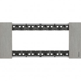 Bticino Living Now KA4804ZG Placca Acciaio 4 Moduli, Realizzata in Zama, MADE IN ITALY
