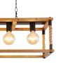 Sospensione Globo Vernon 15691-4H in legno e corda, 4 E27, Catena Nera, Ideale per snack e tavoli