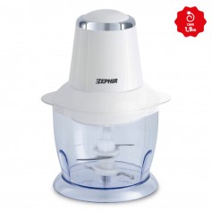 Zephir ZHC4608 Tritatutto con 4 lame Acciaio Inox Removibili, 300W, 750 ml, Azionamento a pressione, Cavo lungo, Bianco