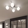 Top Light Holly 1201/4-NE Plafoniera Nera con Sfere in Vetro Bianco, 4 E27, Moderna