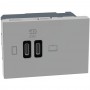 Bticino Matix Go JG4395CC Caricatore USB Tipo C 63W, Grigio, 2 USB, 2 Moduli, Alimentazione 220V