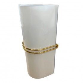 Lampada da parete Vintage Bianca e Oro, 2 E14, Diffusore in vetro, Struttura in metallo, Originale Anni 70/80/90
