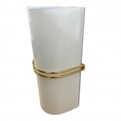 Lampada da parete Vintage Bianca e Oro, 2 E14, Diffusore in vetro, Struttura in metallo, Originale Anni 70/80/90