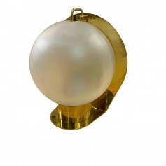 BCM 2037 Applique Oro Lucido con Sfera in vetro trasparente, 1 E27, MADE IN ITALY, Vintage