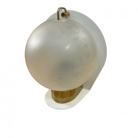 BCM 2037/F Applique Bianco con particolari Oro Lucido, Sfera in vetro trasparente, 1 E27, MADE IN ITALY, Vintage