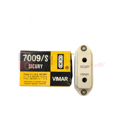 Vimar 7009/S Presa di corrente Sicury 2x10A, Bianca, 1 Modulo, 250V, MADE IN ITALY