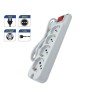 MED 7004B Multipresa 4 Prese Bipasso Schuko, Interruttore generale, Spina 16A, Bianca, Potenza massima 3500W