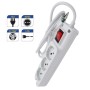 MED 7003B Multipresa 3 Prese Bipasso Schuko, Interruttore generale, Spina 16A, Bianca, Potenza massima 3500W