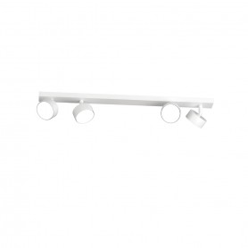 Toplight Edra Barra 4 Spot Bianchi Orientabili da parete e soffitto, 4 GX53, Struttura in metallo, IP20, Moderno