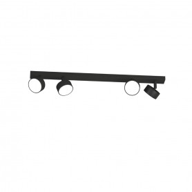 Toplight Edra Barra 4 Spot Neri Orientabili da parete e soffitto, 4 GX53, Struttura in metallo, IP20, Moderno