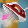 Philips DST2010/40 Ferro da stiro con piastra antiaderente, Sistema Anti calcare Calc-Clean, 2000W, Vapore fino a 25g/min, Rosso