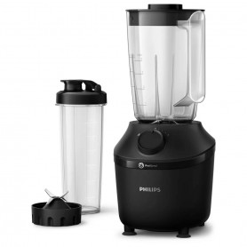 Philips HR2041/41 Frullatore Serie 3000 450W con borraccia, Recipiente 1,9L, Lame in acciaio Inossidabile, Tritaghiaccio, Nero