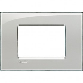 Bticino Living Light LNA4803KG Placca Quadra Grigio Ghiaccio, 3 moduli, Tecnopolimero, MADE IN ITALY