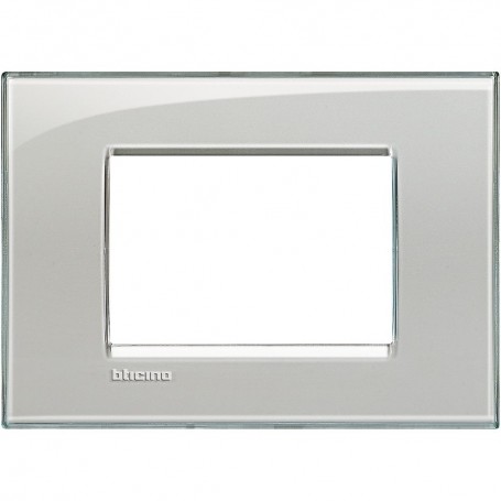 Bticino Living Light LNA4803KG Placca Quadra Grigio Ghiaccio, 3 moduli, Tecnopolimero, MADE IN ITALY