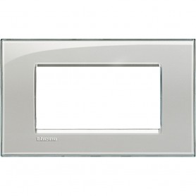 Bticino Living Light LNA4804KG Placca Quadra Grigio Ghiaccio, 4 moduli, Tecnopolimero, MADE IN ITALY