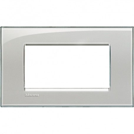Bticino Living Light LNA4804KG Placca Quadra Grigio Ghiaccio, 4 moduli, Tecnopolimero, MADE IN ITALY