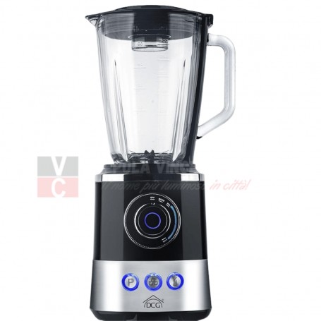 DCG UM1375 Frullatore Bicchiere in Vetro 1.5L, 1300W, 4 Lame Inox, 3 Velocità + Pulse, Tritaghiaccio, Nero
