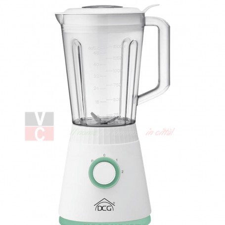 DCG UM1380 Frullatore Bicchiere in plastica 1.5L, 600W, Lame Inox, 2 Velocità + Pulse, Struttura in plastica