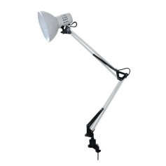MED 6601-B Lampada da scrivania con morsetto, Orientabile, 1 E27, Bianca, Struttura in metallo