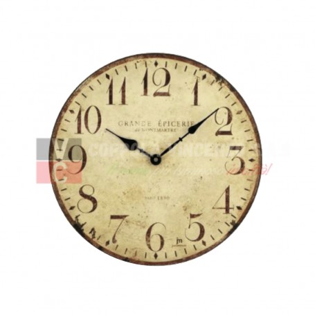 Lowell 21410 Orologio da parete con decoro antichizzato Vintage, Cassa in MDF, Diametro 34 cm