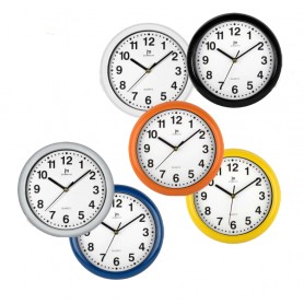 Lowell 00710A Orologio da parete colorato con sfondo bianco, Movimento silenzioso continuo, Cassa in ABS, Diametro 25 cm