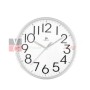 Lowell 00712S Orologio da parete con sfondo bianco, Cornice Silver, Movimento silenzioso continuo, Diametro 25 cm
