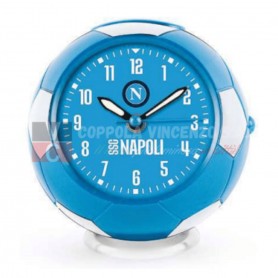 Sveglia SSC Napoli Ufficiale Lowell JA7082NA1 al quarzo, Movimento continuo silenzioso, Suoneria Bip-Bip, crescendo e snooze