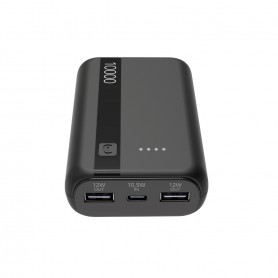 CellularLine Powerbank 10000 mAh 12W, Nero, 2 USB A, 1 Input USB-C, Cavo USB/USB-C Incluso