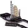 DeWALT DT71567-QZ Set 16 pezzi per forare muro e metallo, 7 punte per avvitare, Portapunte