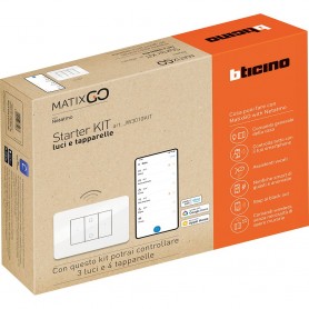 Starter Kit Bticino Matix Go JW3010KIT Bianco per gestire luci e tapparelle, Gateway + Comandi connessi