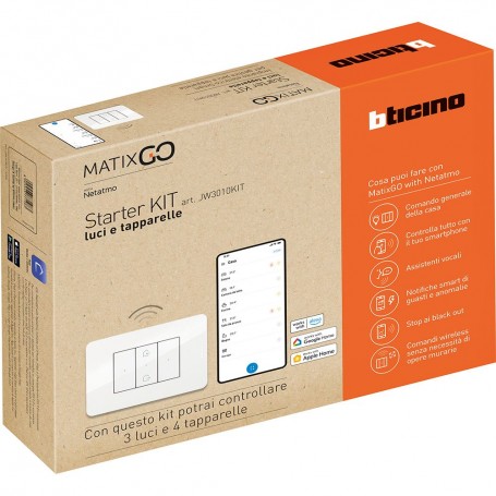 Starter Kit Bticino Matix Go JW3010KIT Bianco per gestire luci e tapparelle, Gateway + Comandi connessi