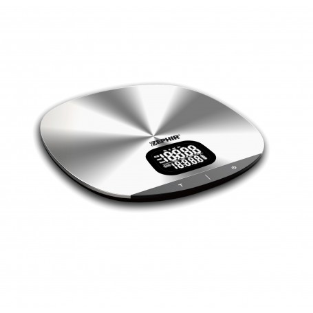 Zephir ZHS521 Bilancia digitale da cucina Inox, Capacità 5 Kg, Graduazione 1g,, Pesa anche liquidi, Display illuminato